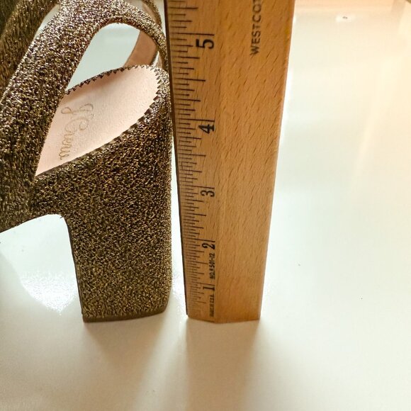 J.Crew Gold Glitter Block Heel Pumps – Harlow Ankle Strap Size 8 - Picture 11 of 11